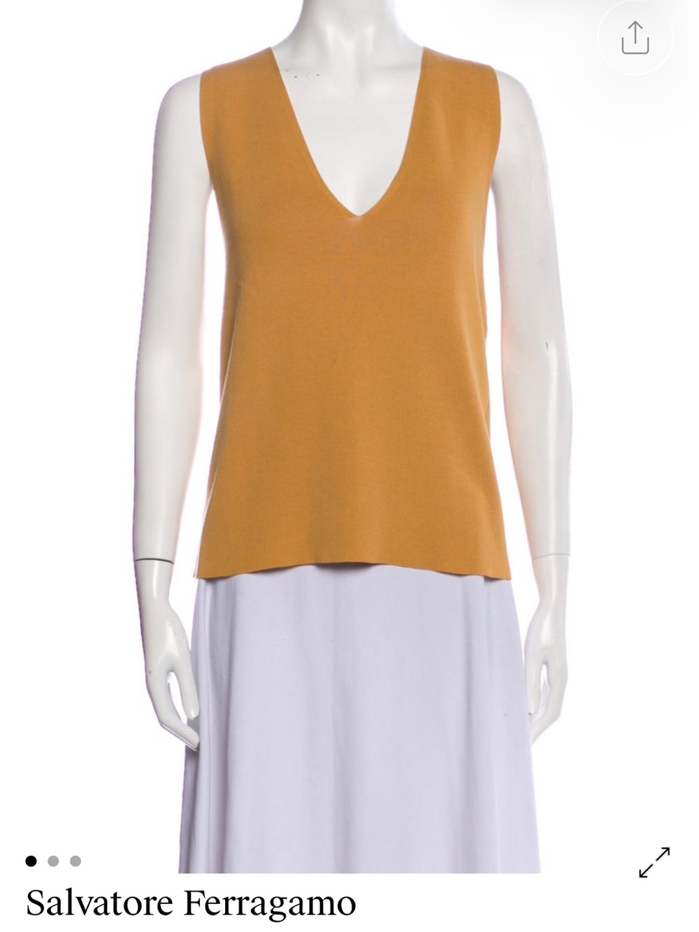 Salvatore Ferragamo Mustard V-Neck Knit Tank